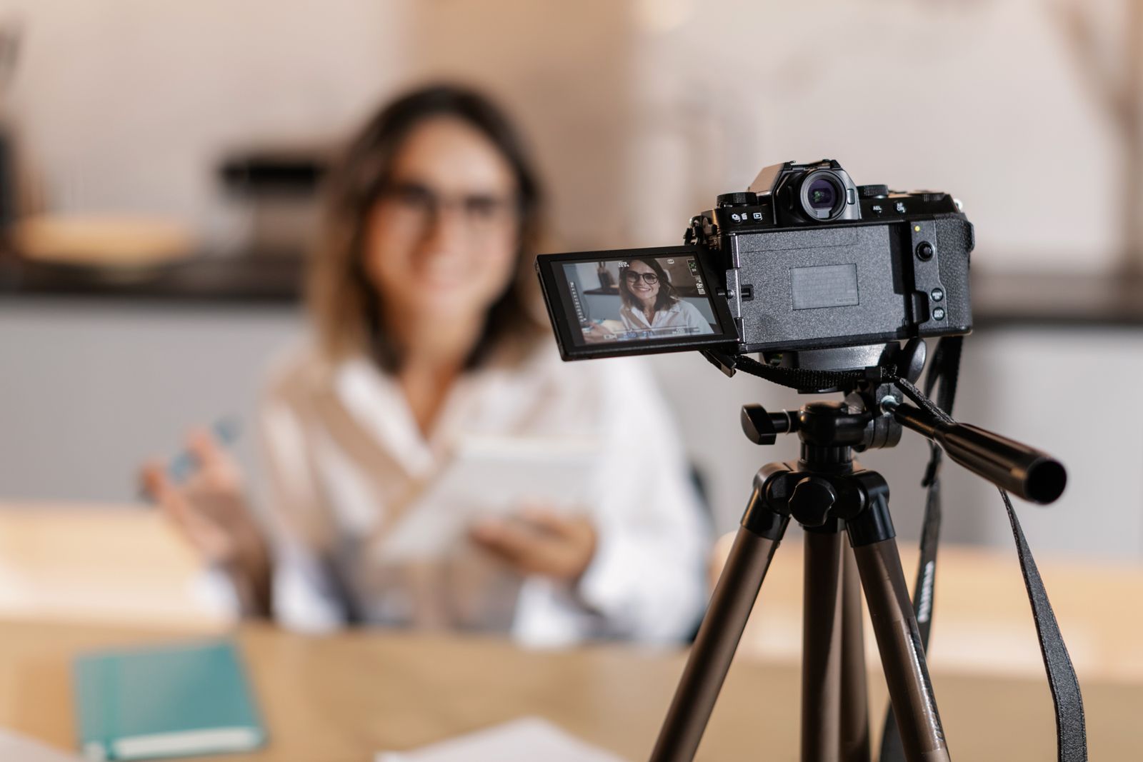 Content creator filming a social media video